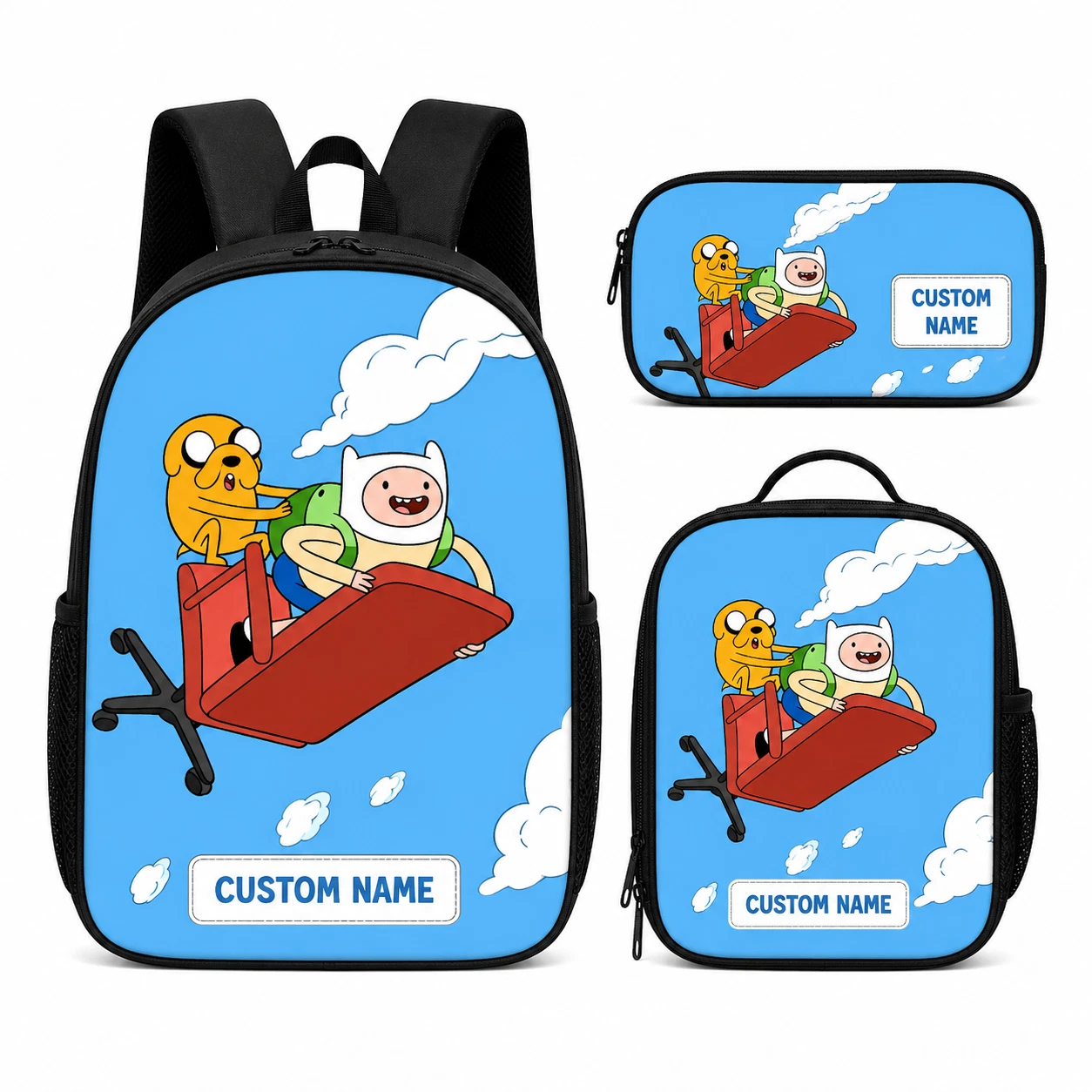 Custom Name Kids Backpack Set Lunch Bag Pencil Case Cartoon School Bag Gift