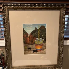 Robert Johnson NC painter (1944-2021) Javalinas Bog Bend Gouache on paper