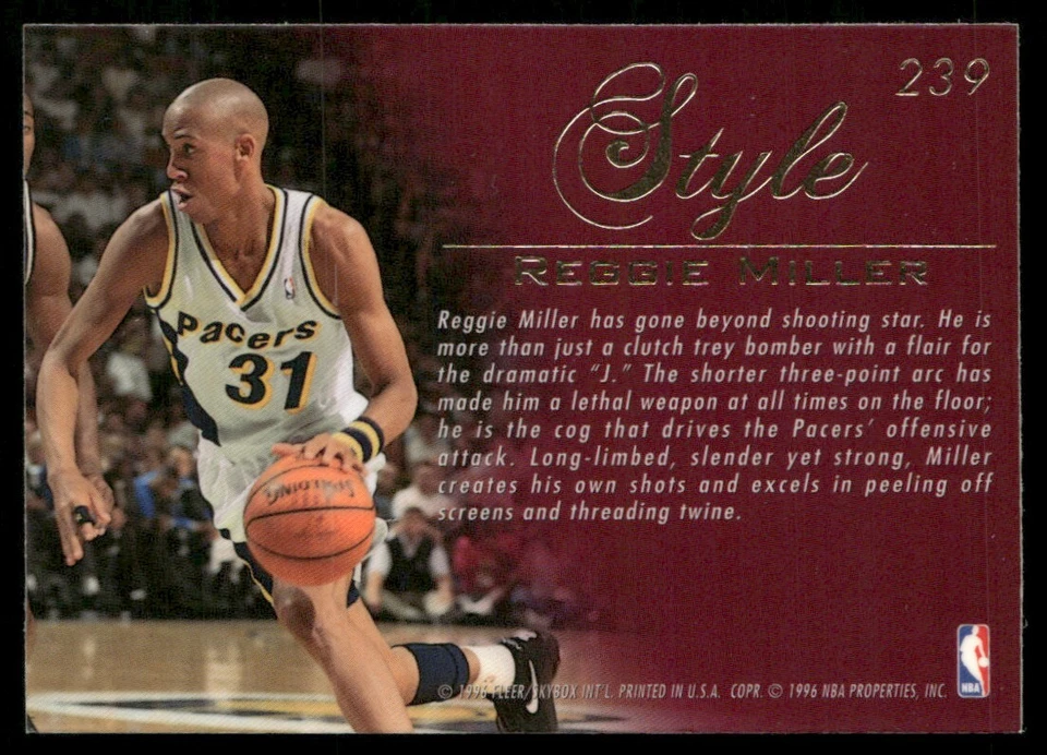 1995-96 Flair Reggie Miller #239 - Image 2 of 2