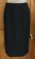 Black Pencil Skirt Lined 26" Long Partial Elastic Waist Womens Size 8
