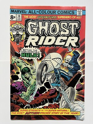 MARVEL COMICS GHOST RIDER Vol 1  # 10 Ghost Rider Origin! 1975, Hulk on cover