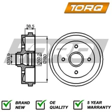 Brake Drum Rear Torq Fits VW Golf Polo Scirocco Seat Arosa Ibiza + Other Models