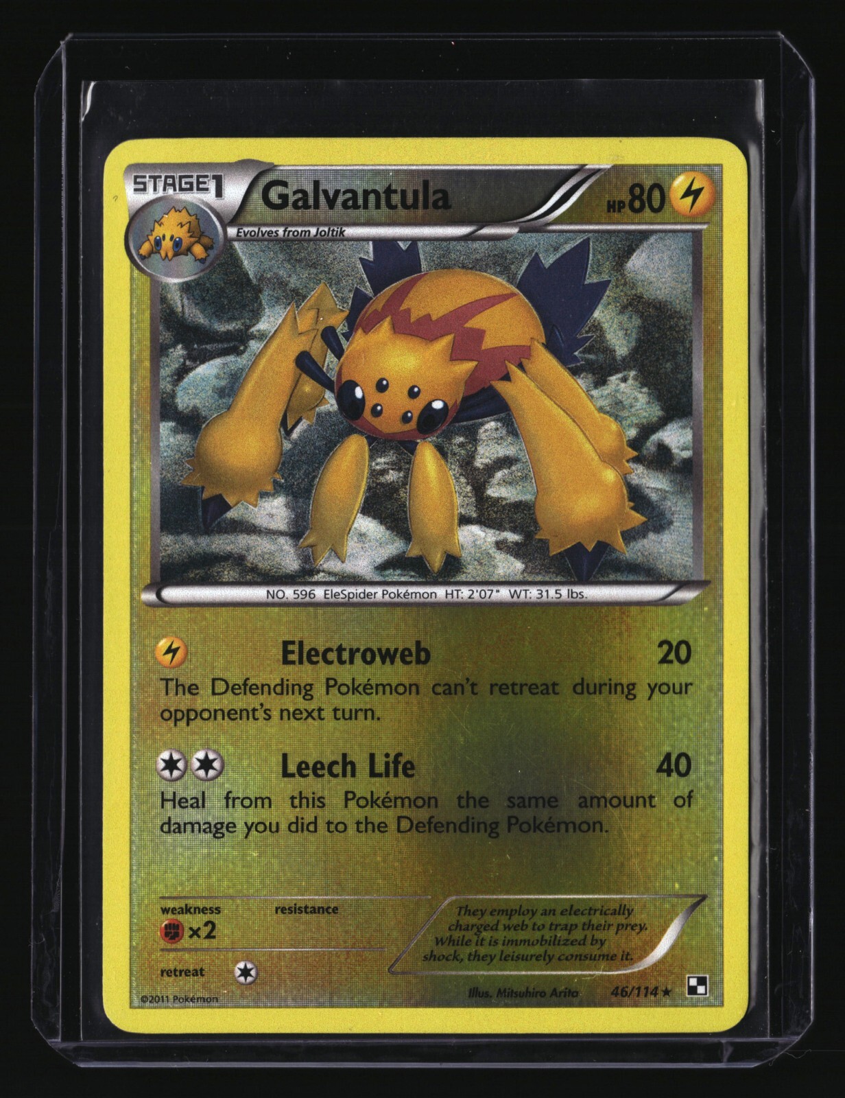 Pokemon GALVANTULA  46/114 Reverse Holo (2011 Black and White) LP/Light Play