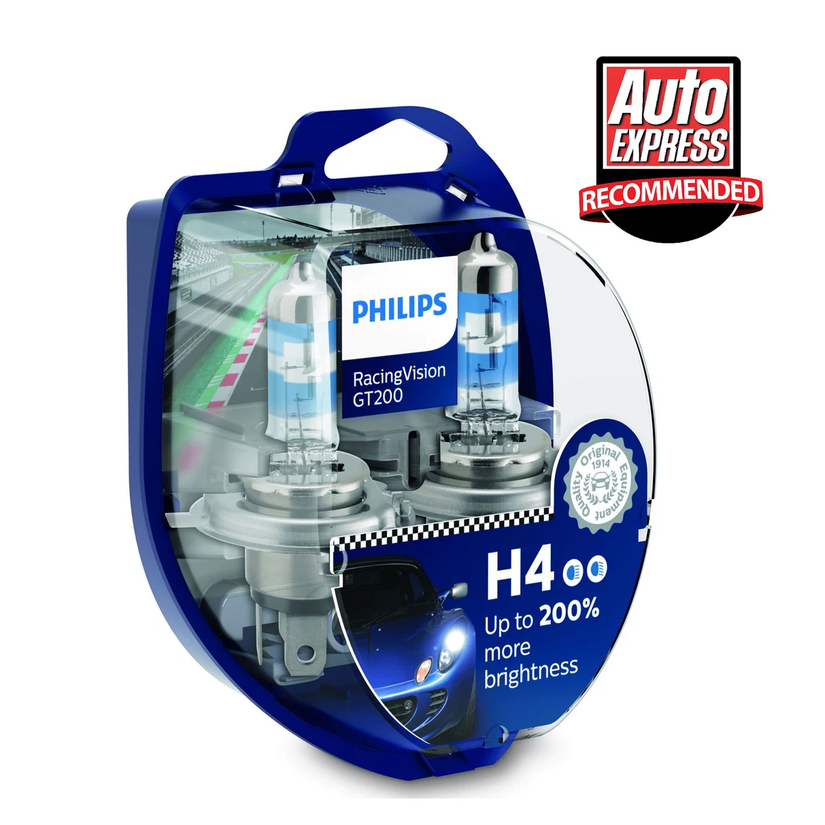 Philips H4 headlight globes GT200 Racing Vision 200 Brighter Halogen ADR P43t