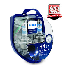 Philips H4 headlight globes GT200 Racing Vision 200% Brighter Halogen ADR P43t