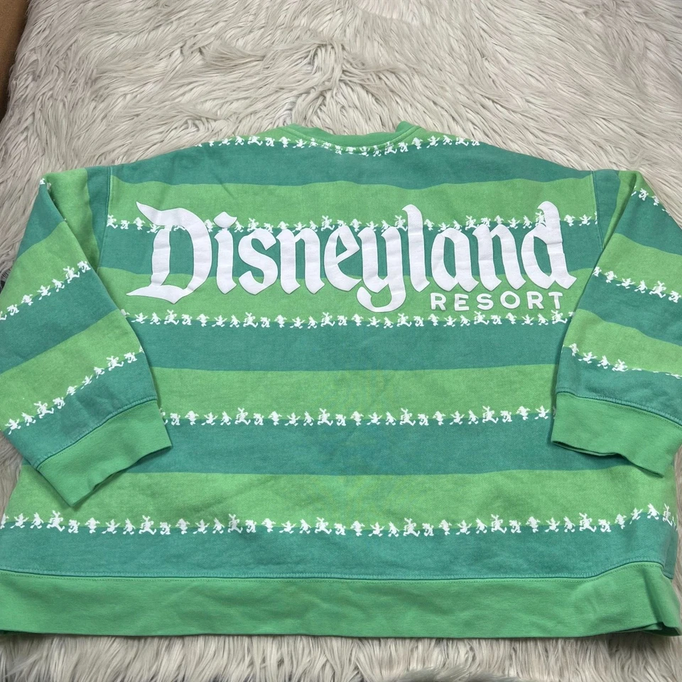 Disneyland Resort Women's 1X Green Striped Spirit Sweatshirt Crew Christmas — 第 2/4 张图片