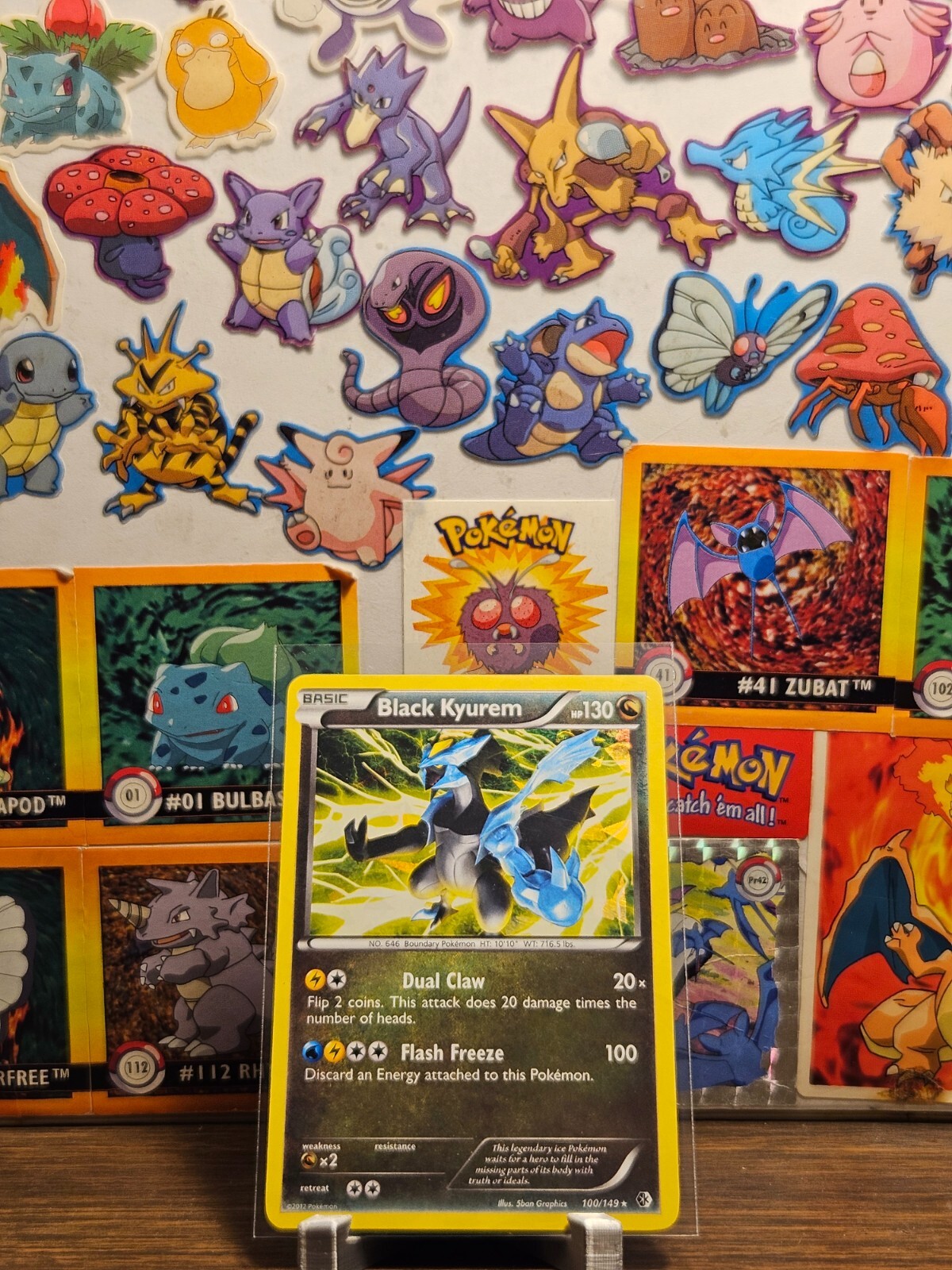 POKEMON BW Boundaries Crossed BLACK KYUREM 100/149 CRACKED ICE HOLO RARE- LP