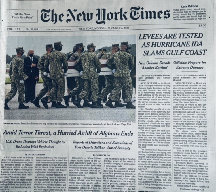AUGUST 30, 2021 NY TIMES *MINT*