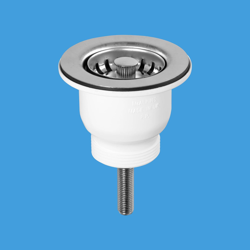 Mcalpine 85mm Chrome Belfast Sink Basket Strainer Waste Kit MBSWSS8590