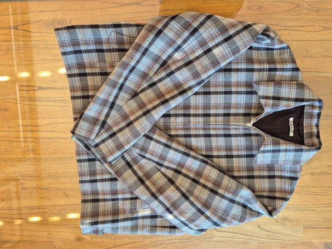 AURALEE 19AW DOUBLE FACE CHECK ZIP UP BLOUSON Men's Wool AURALEE 19AW DOUBLE FACE CHECK ZIP UP BLOUSON Men's Wool