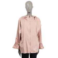 66464 auth VALENTINO dusty rose polyester LOGO HOODED WINDBREAKER Jacket 40 S