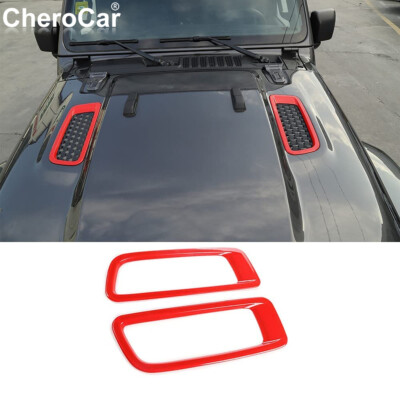 Red Engine Hood Air Vent Outlet Cover Trim Fit for Jeep Wrangler JL JT 2018-2021