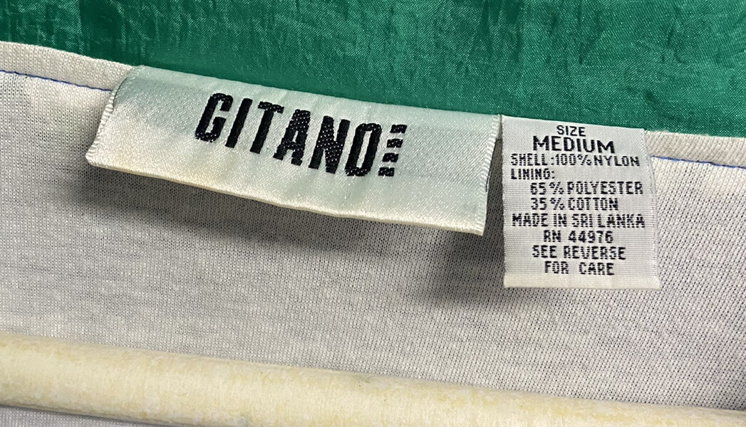 Vintage Gitano Men's Medium Blue Green Windbreaker Lined Jacket