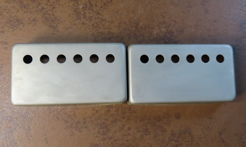 aged Humbucker COVERS fits vintage Gibson PAF style pickups NICKEL (pair) RELIC - Picture 3 of 3