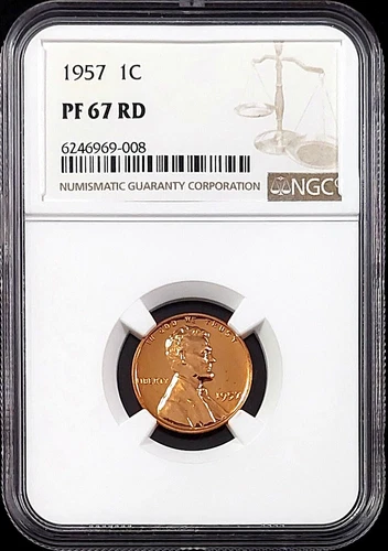 1957 Proof Lincoln Cent certified PF 67 RD by NGC!  sku 69008