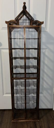 Vtg Victorian Birdcage Bird House Wood & Wire CD Tower Storage Rack Shelf 2-Avai