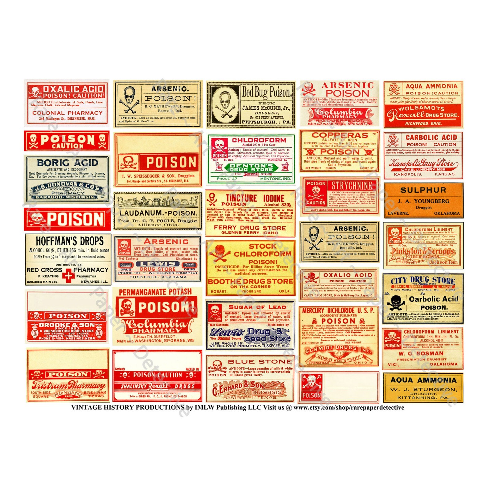Halloween Poison Label Sticker on 1 Cut & Peel Sheet, Bathro