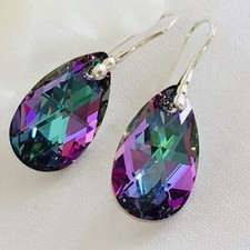 925 Silver Drop Earrings Vitrail L Pear Teardrop Made With Austrian Crystals