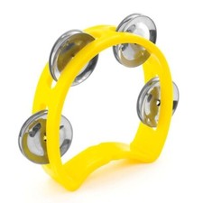 Mini Tambourine 4" 10cm 4 Jingles, Yellow