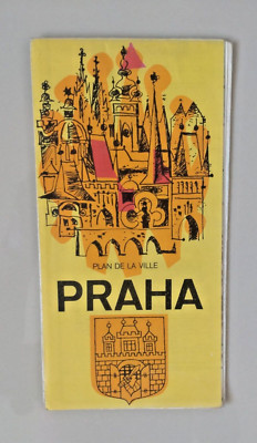 Praha Prague Vintage Street Plan 1975 Folding Paper Map