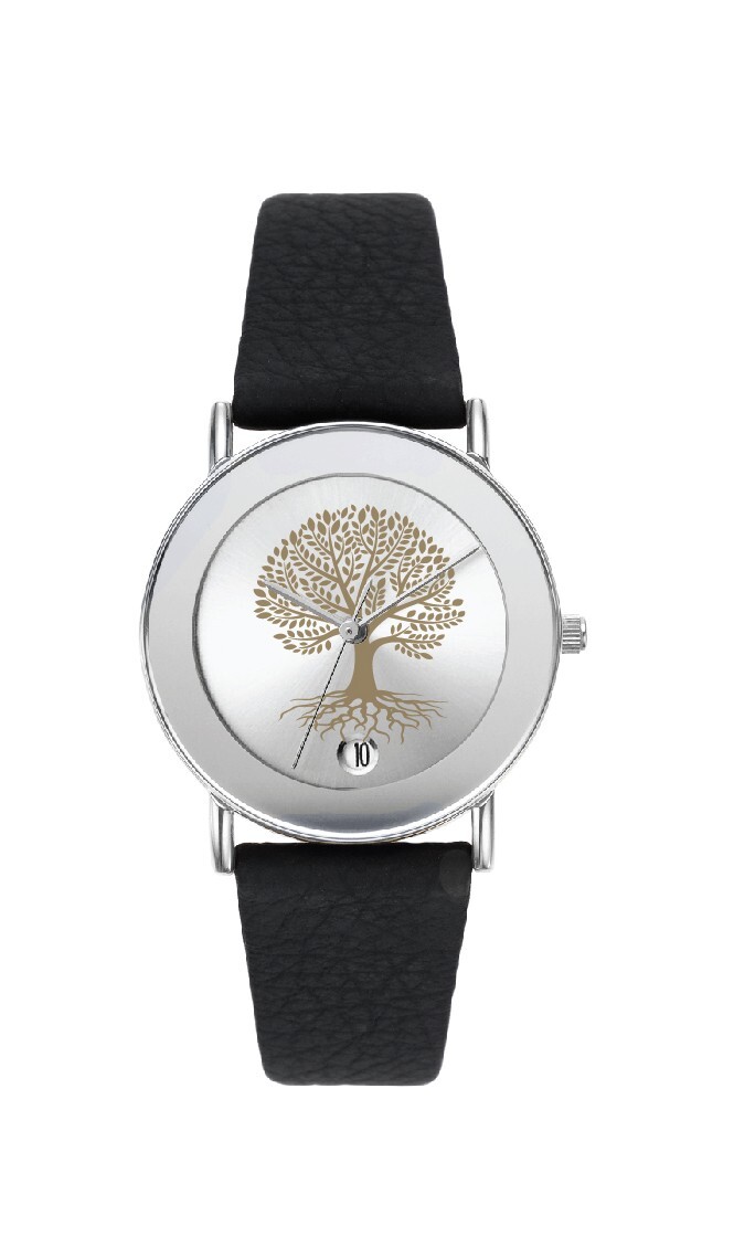 Tree of Life Ladies Watch 32mm Silver Dial Leather Strap by Adi Watches  Quartz