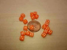 Twenty Orange w White D6 5MM OPAQUE Color Gaming Dice Rounded Corners Counters