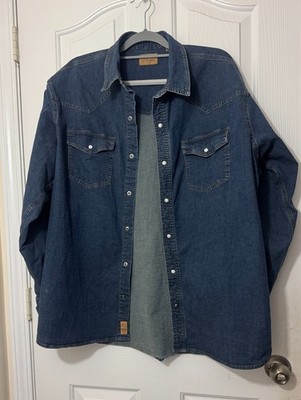 Redhead Ranch Western Denim Button-Down Long Sleeve Shirt 2XL