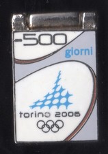 TORINO 2006 OLYMPIC GAMES. HINGED COUNTDOWN PIN. 500 DAYS TO GO. 28/SEPT/2004.