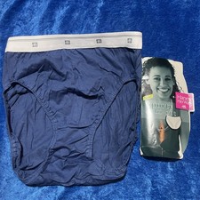 Vintage 1996 Hanes Her Way Sporty Hi Cut Brief Panties Size 6 Cotton Panty Navy