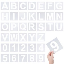 4 Inch Letter Stencils 36Pcs Alphabet Numbers Reusable Plastic Stencils for P...