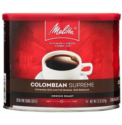 Melitta Colombian Supreme Ground Coffee, 22 oz New