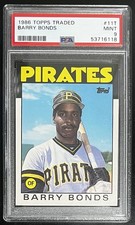 1986 TOPPS TRADED BARRY BONDS PSA 9 ROOKIE CARD #11T MINT PITTSBURGH PIRATES. rookie card picture