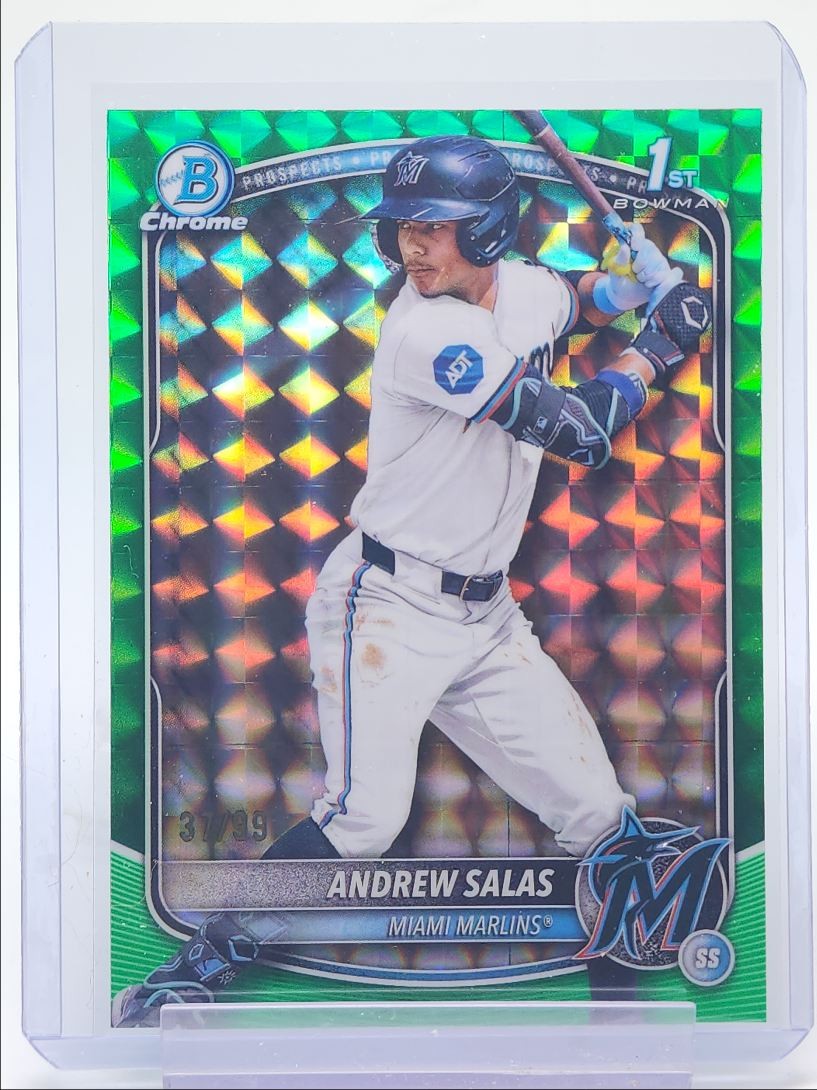 ANDREW SALAS 2025 BOWMAN CHROME 1ST GREEN GEOMETRIC MARLINS /99 Q4920