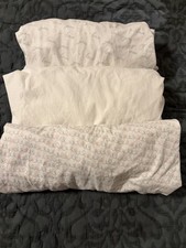 Set Of 3 Gently Used Parents Choice cotton Standard Crib Sheets Pink White Gray