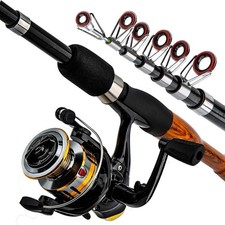 Canna da Pesca Esterno in Vetroresina Leggera con Comodo Manico in Legno