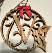 Wood Vine Letter  V   Initial Monogram Wood Christmas Ornament 4  