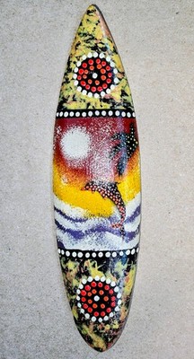 Mini California Beach Dolphin Surfboard Decor Hand Crafted 7.5  Board Dot Art
