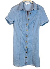 Urban Outfitters Blue Denim Button Front Dress Western  Short Sleeve M