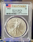 2023 $1 American Silver Eagle PCGS MS70 FS Flag Label
