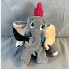 Disney Store Dumbo Elephant Plush Bean Bag Toy Red Hat Crow Feather 7 Inch