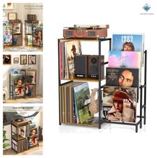 Record Player Stand with Vinyl Storage 4-Tier Cabinet Holds 200 Albums