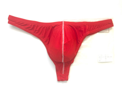 NDS Wear - Size XL  Swim T-Back Thong with Contrast Stitching - Red/White