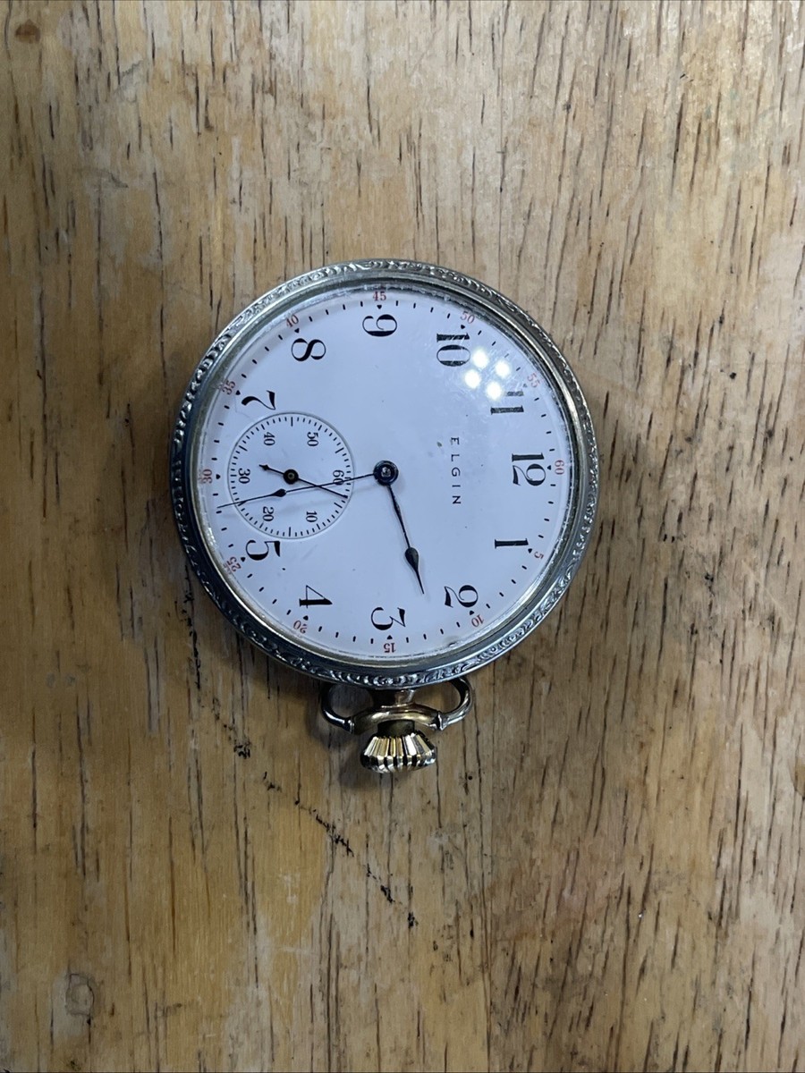 Antique Elgin Pocket Watch, Not Running, Silver Plate, Early  display picture 1