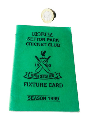Cricket Handbuch Fixture Card Sefton 1999 Vintage ra