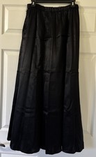 TEDDI Women's Shiny Satin Style Maxi Skirt Lightweight Elastic Waist Vintage Med