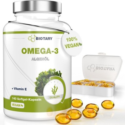 Omega 3 Algenöl   140 Kapseln, vegan, DHA & EPA mit Vitamin E