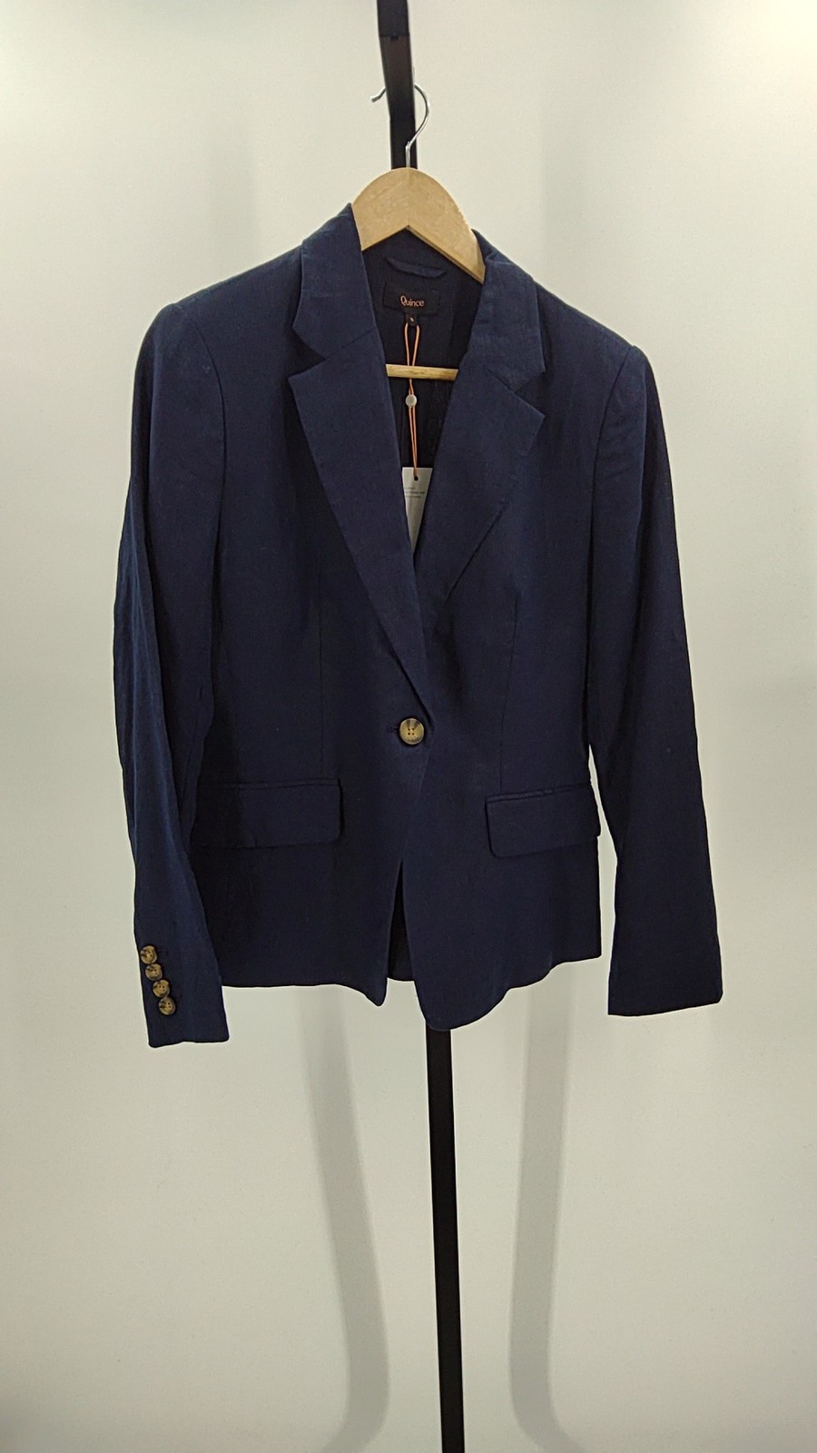 Quince Womens European Linen Blazer Deep Navy Structured Lightweight Outerwear  