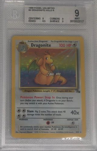 BGS 9 Dragonite Holo 4 1999 Pokemon Fossil #4 Mint