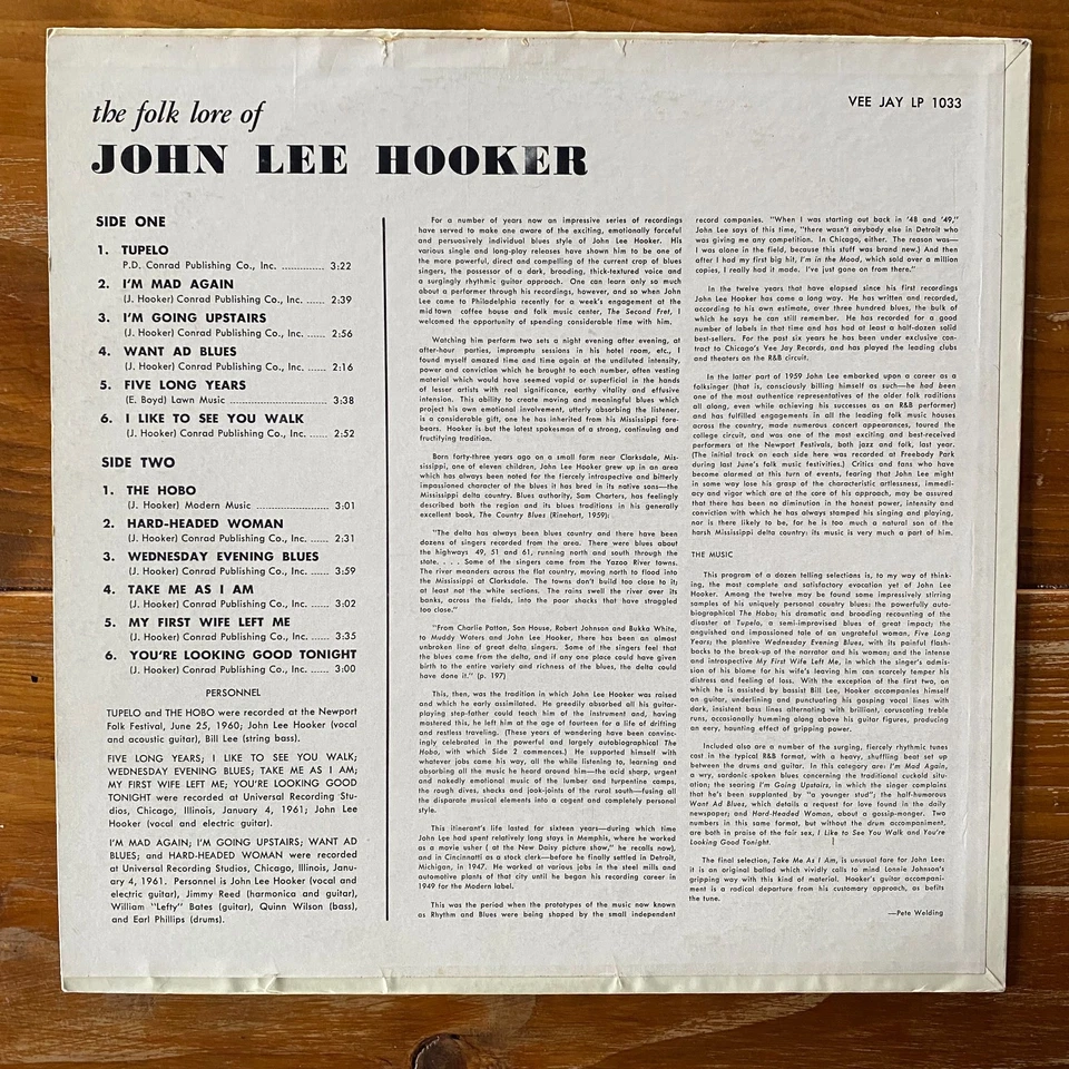 The Folk Lore Of John Lee Hooker-Country Blues-Chicago Blues Vinyl LP-OG VJ Mono - Image 2 of 4