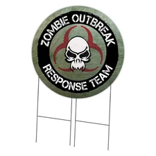36" Circular Zombie Outbreak Response Team Yard Sign w/ Stake USA Made